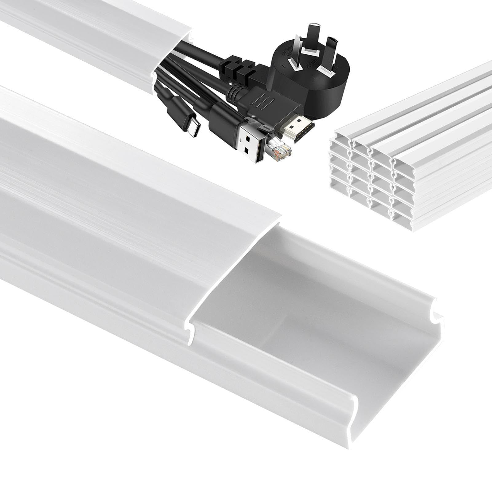 Canalina portacavi 30x15 mm, bianca, in PVC, confezione da 20 pezzi da 1 m