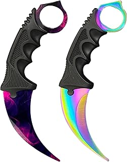Karambit Knife Trainer Stainless Steel Practice Karambit Knife Fixed Blade Training Karambit Knife with Sheath and Cord Suitable for Hiking, Adventure, Survival and Collection 2 Pieces - MSGumiho