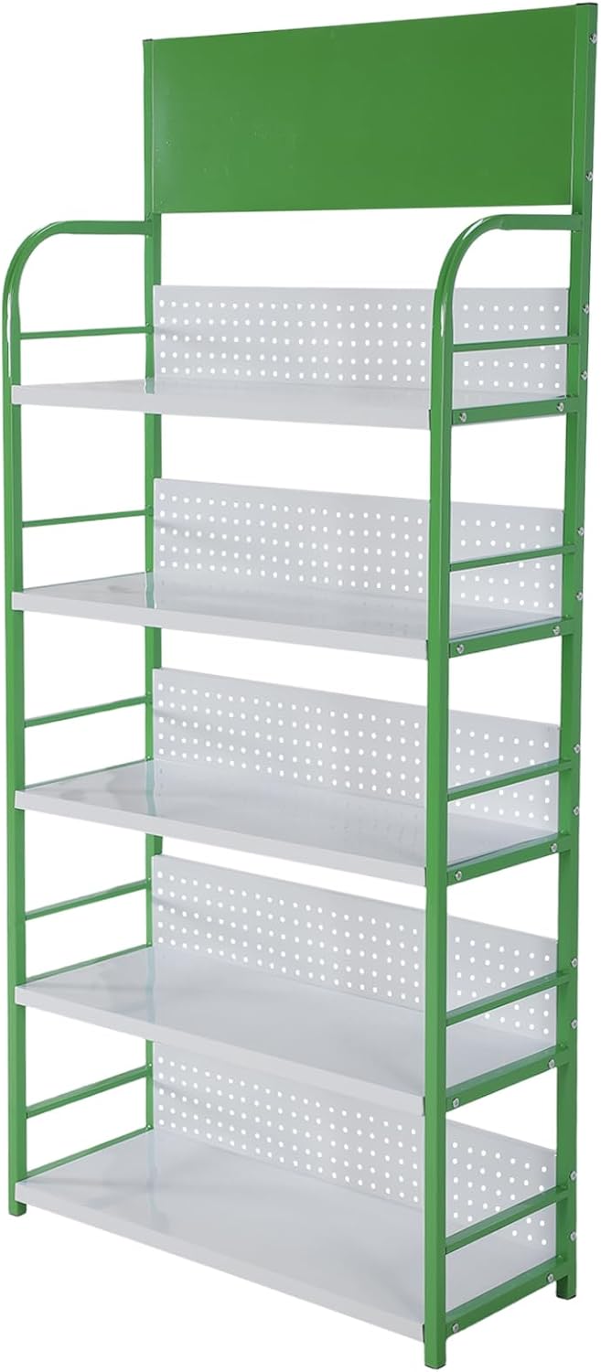 5 Tier Beverage Drink Holders with Signboard Floor Standing Snack Candy Rack Display for Kitchen Office and Convenience Store