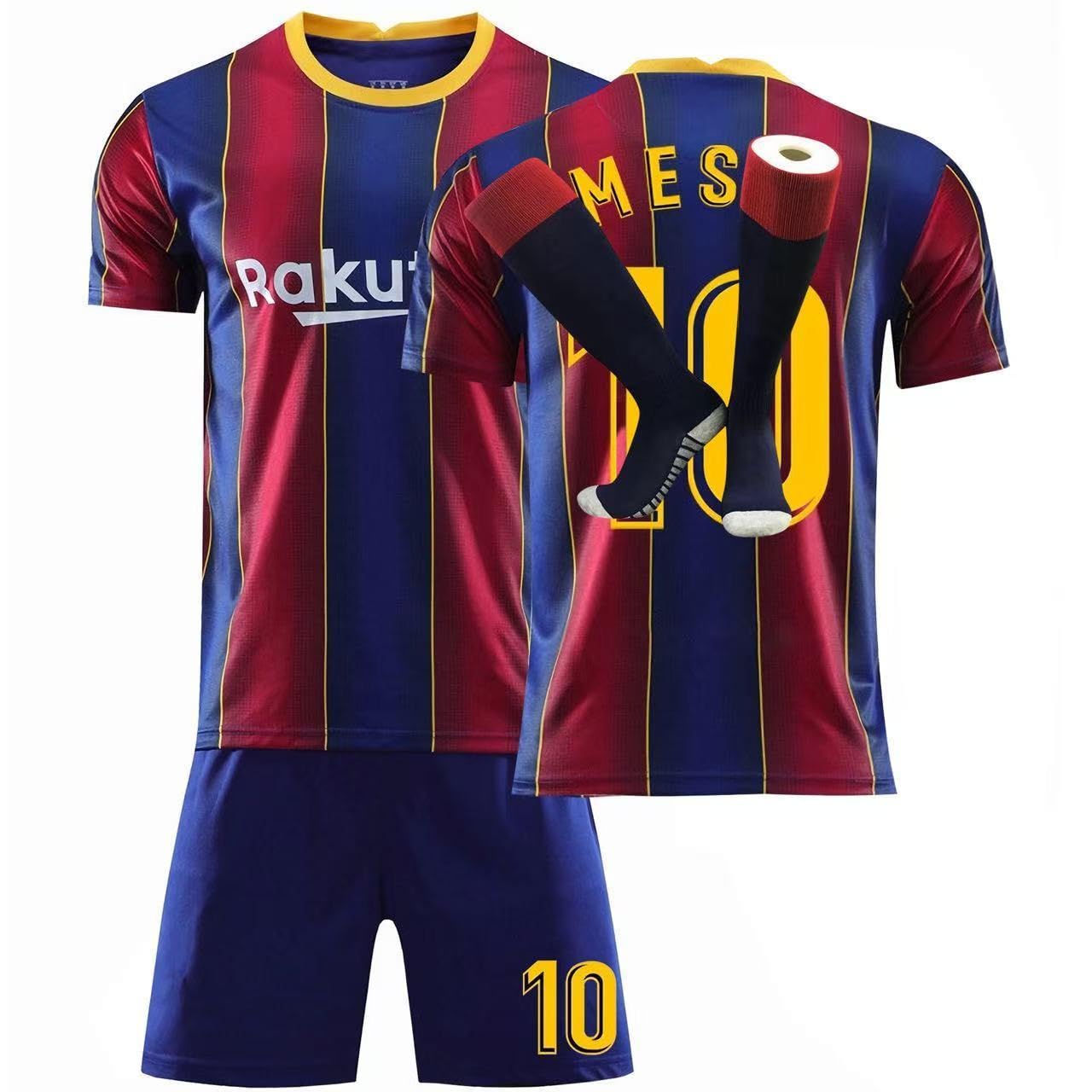 Trikot Kinder Erwachsene Nr.10 Fussball Trikot Set, 25/26 schwarz, Rosa, Blau Fußball Trikot Trainingsanzug Shirts Shorts und Socks, Football Kit for Jungen Mädchen