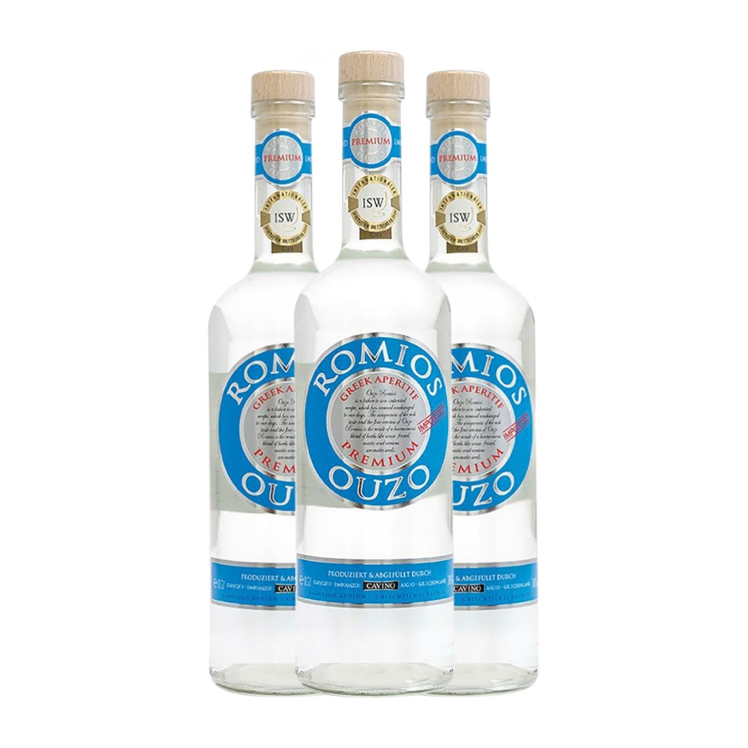 Marc Edelbrände Cavino Ouzo Romios 70 cl (Karton mit 3 Flaschen von 70 cl)