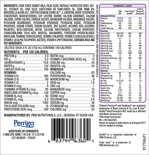 Love & Care Gentle Infant Formula Milk-Based Powder with Iron, 12 Ounce (Pack of 6)