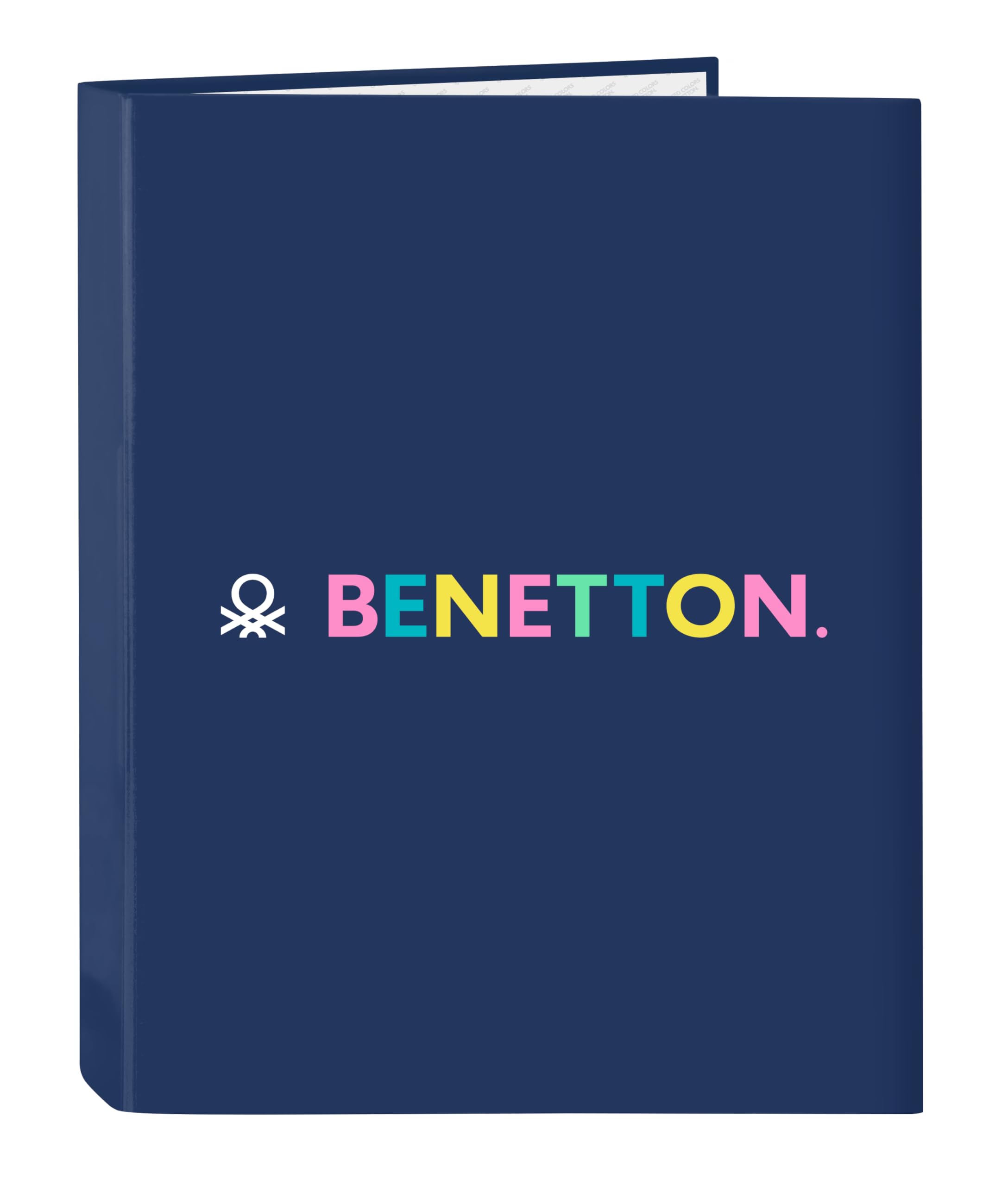 Safta Benetton Cool – Folder with 4 Rings, Ideal for Children of Different Ages, Comfortable and Versatile, Quality and Resistance, 26.5 x 33 cm, Navy Blue