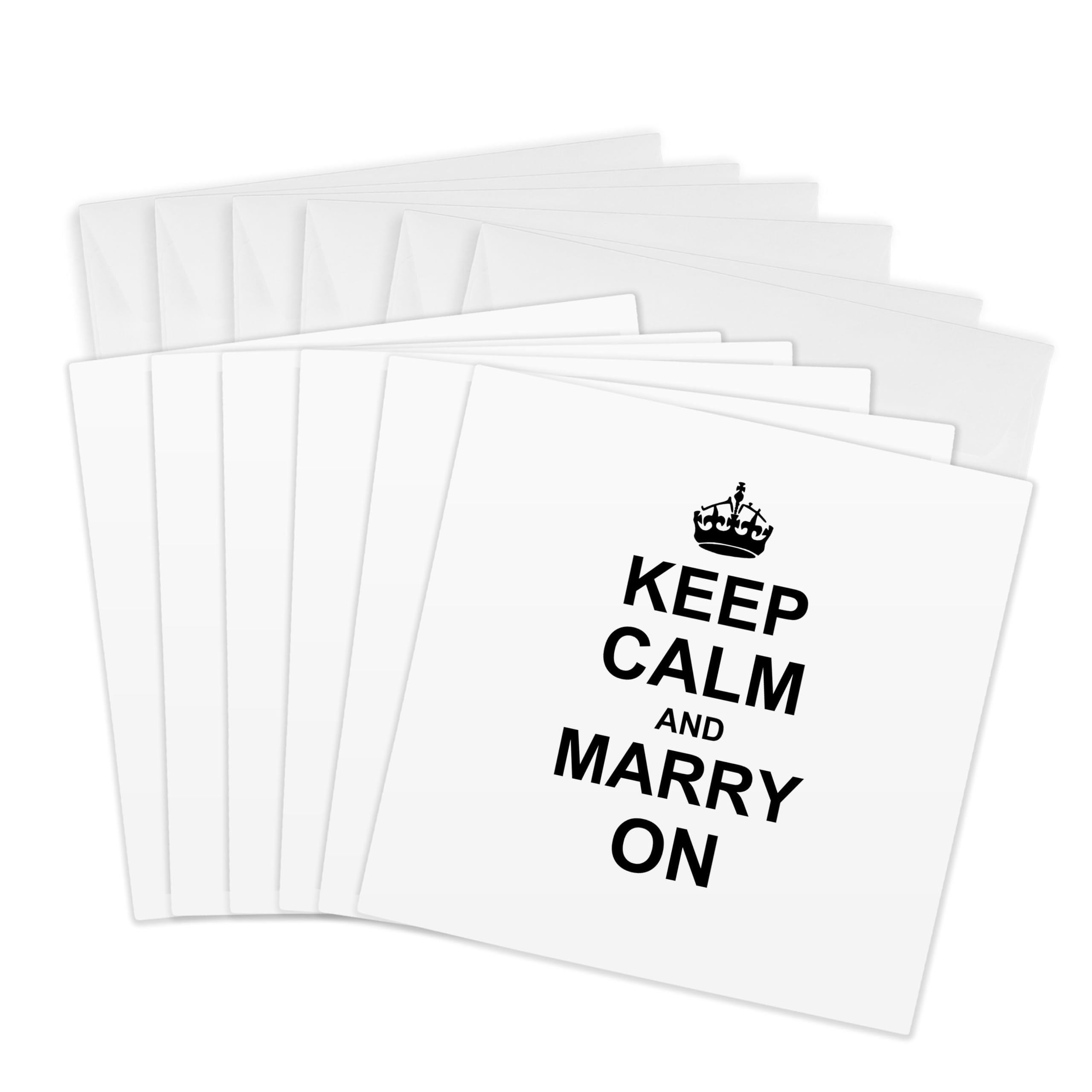 3dRose gc_157739_1 6 x 6-Inch "Keep Calm and Marry on - Carry on Parody for Bachelor and Bachelorette Party - Hen or Stag Night" Greeting Card (Pack of 6)