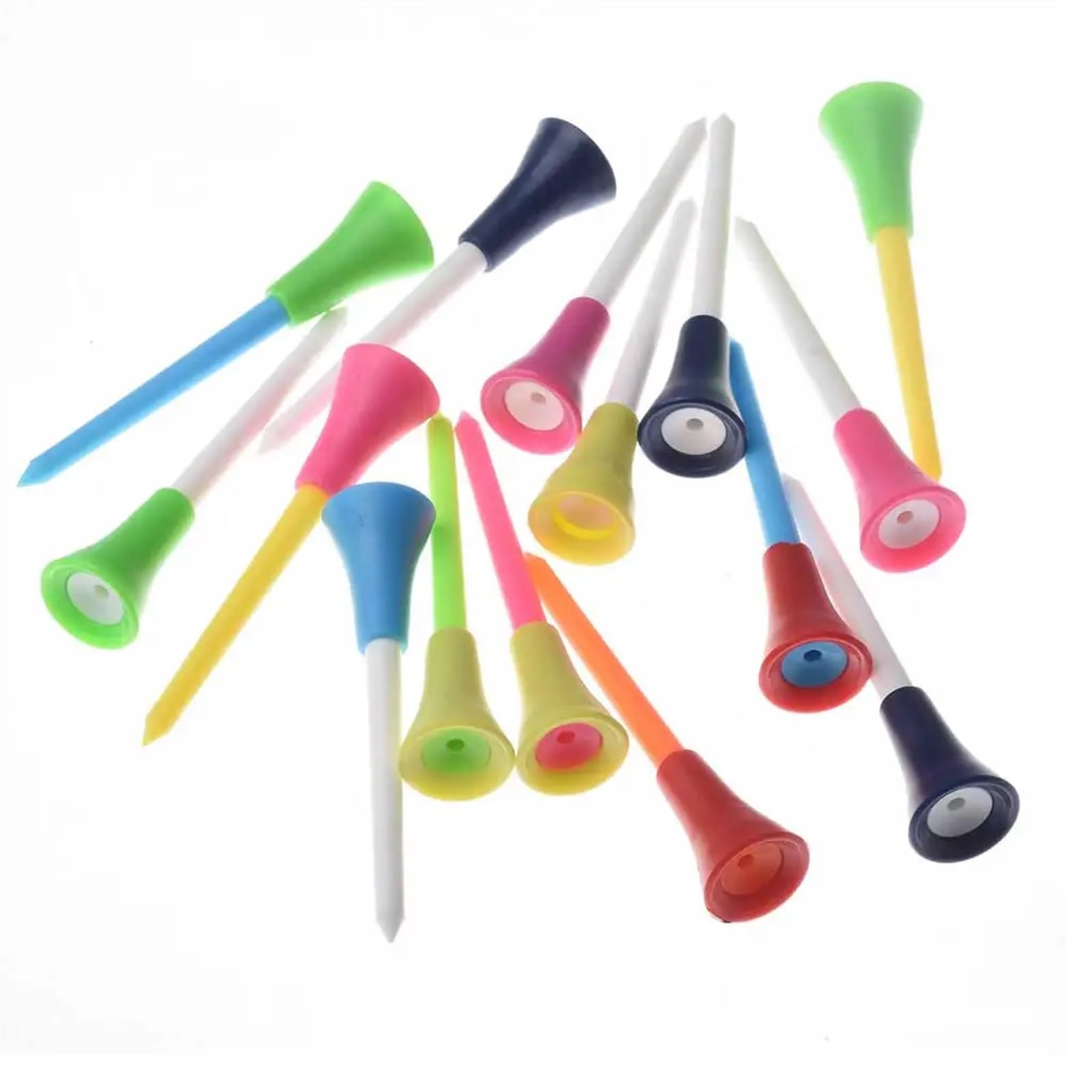Golf Tee 100 stück 83,0mm Golf Tees Gummi Kissen Top Kunststoff Ball Halter Golf Zubehör Zufällige Farbe FüR Einen Idealen Abschlag