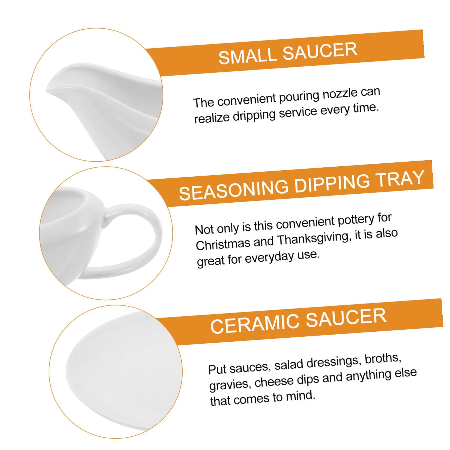 YARNOW Salsiera Set per Condimenti e Salse in Porcellana Bianca Manico Ergonomico e Beccuccio per per Uso Quotidiano e Occasioni Speciali