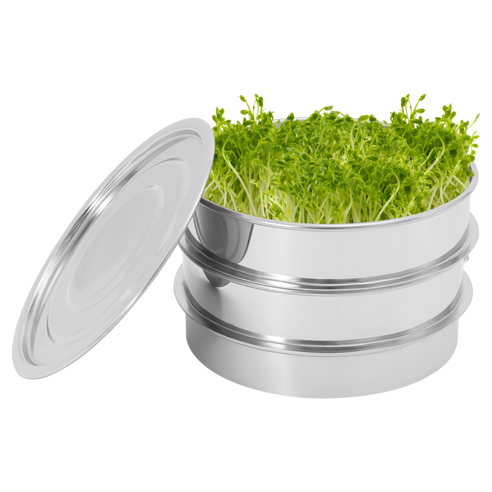 Plateau à graines en acier inoxydable 304 de 20 cm avec filet, kit de culture de germes, en acier inoxydable 304 de qualité alimentaire