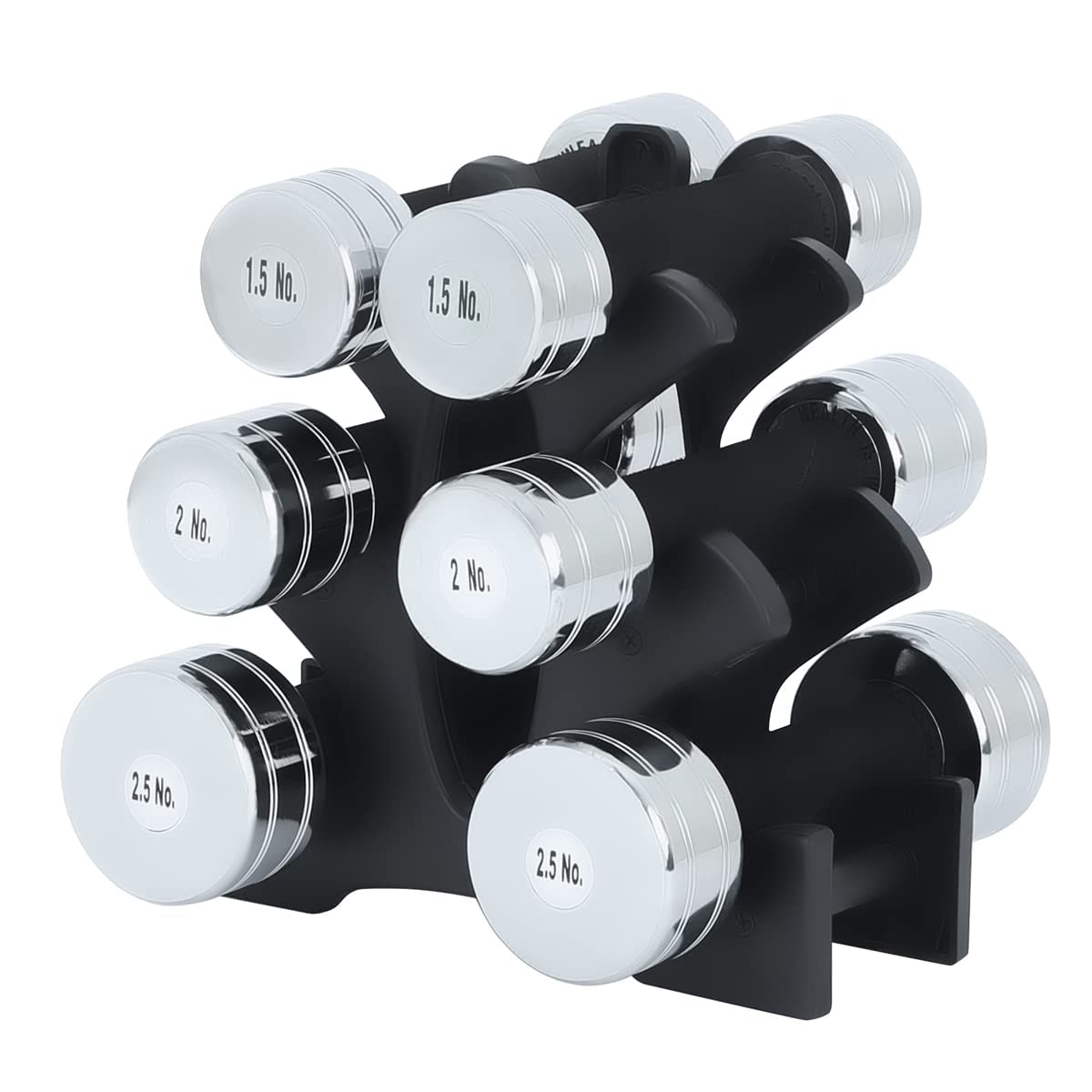 KAKSS Steel Dumbbell With Rubber Grip Dumbbell With Stand 9kg(1kg+1.5kg+2kg Pair)
