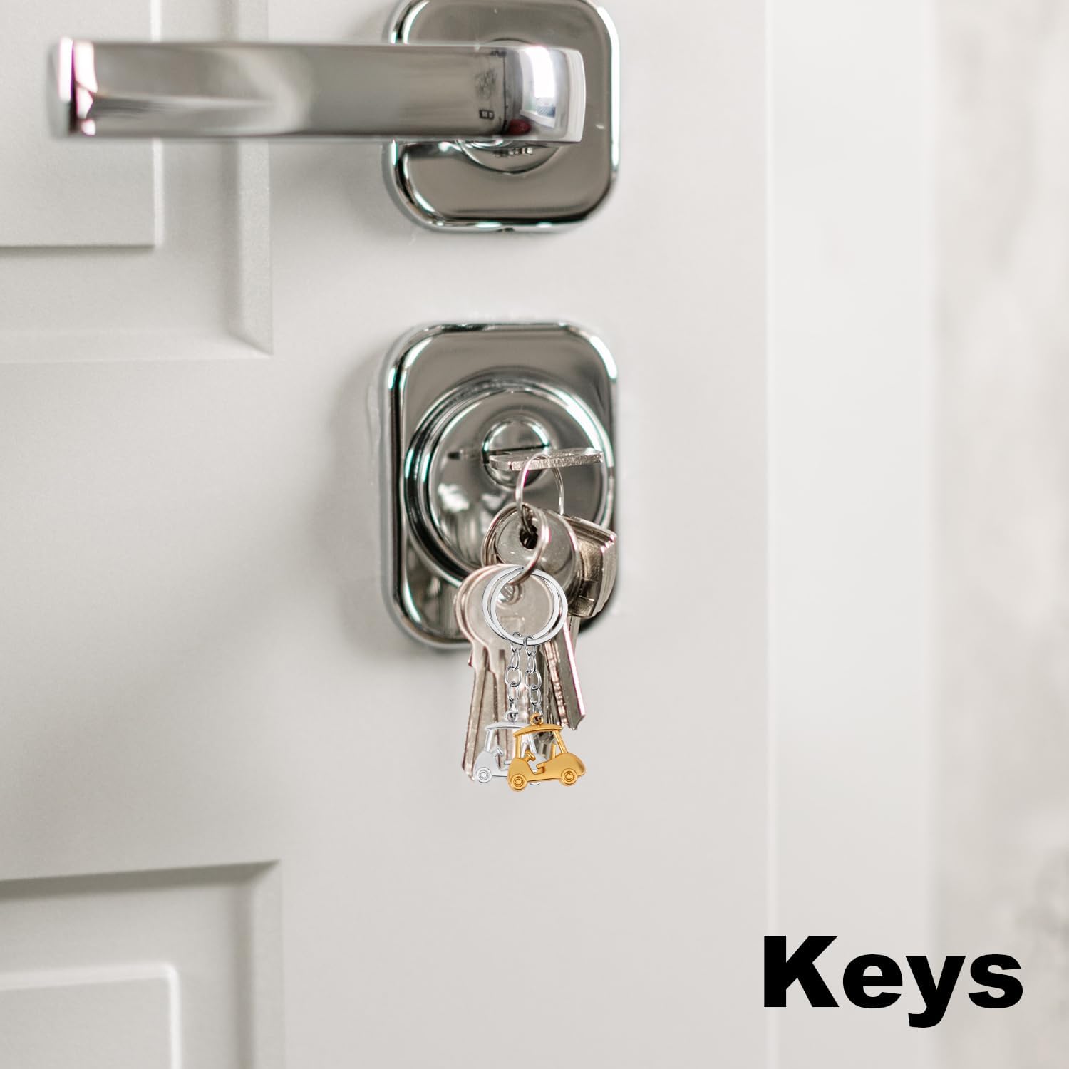 2pcs Golf Cart Keychain, Zinc Alloy Golf Keychain Silver Gold Sparklely Golf Cart Keychain Golf Style Key Chains for Man Golf Lovers Golf Souvenirs - Image 7