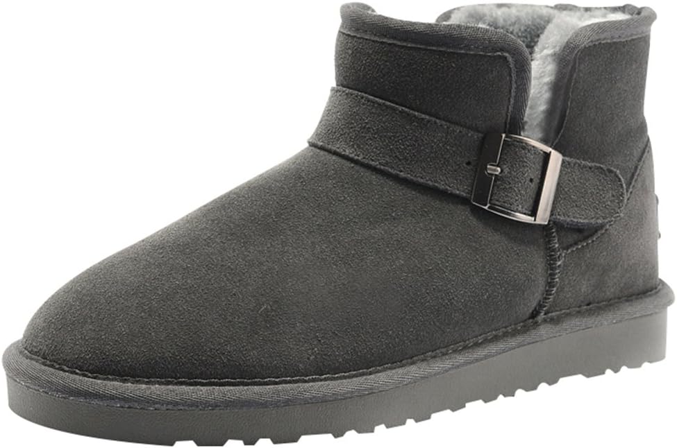 Rock Me Fluff Opening Collar Knitting Buckle Men Ankle Snow Boots Gentle I(9.5 D(M) US, Grey)