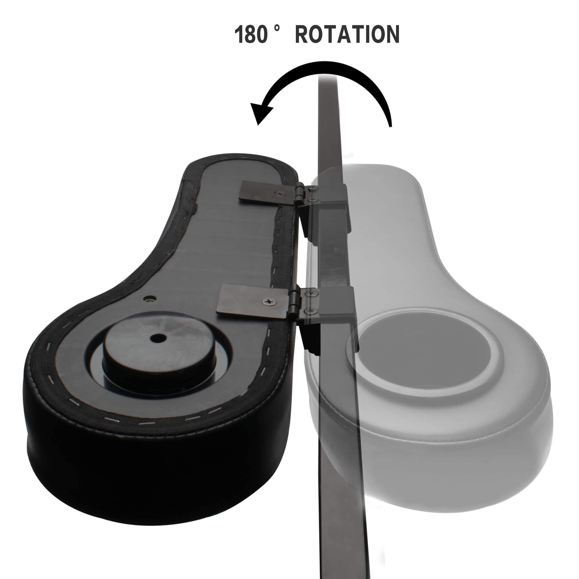 NOKINS Golf Cart Armrest with Cup Holder, Add Conjoined Support, Sturdy Without Tilting, No Drilling, for Club Car EzGo Yamaha Rear Seat Kit (Flip (Black))