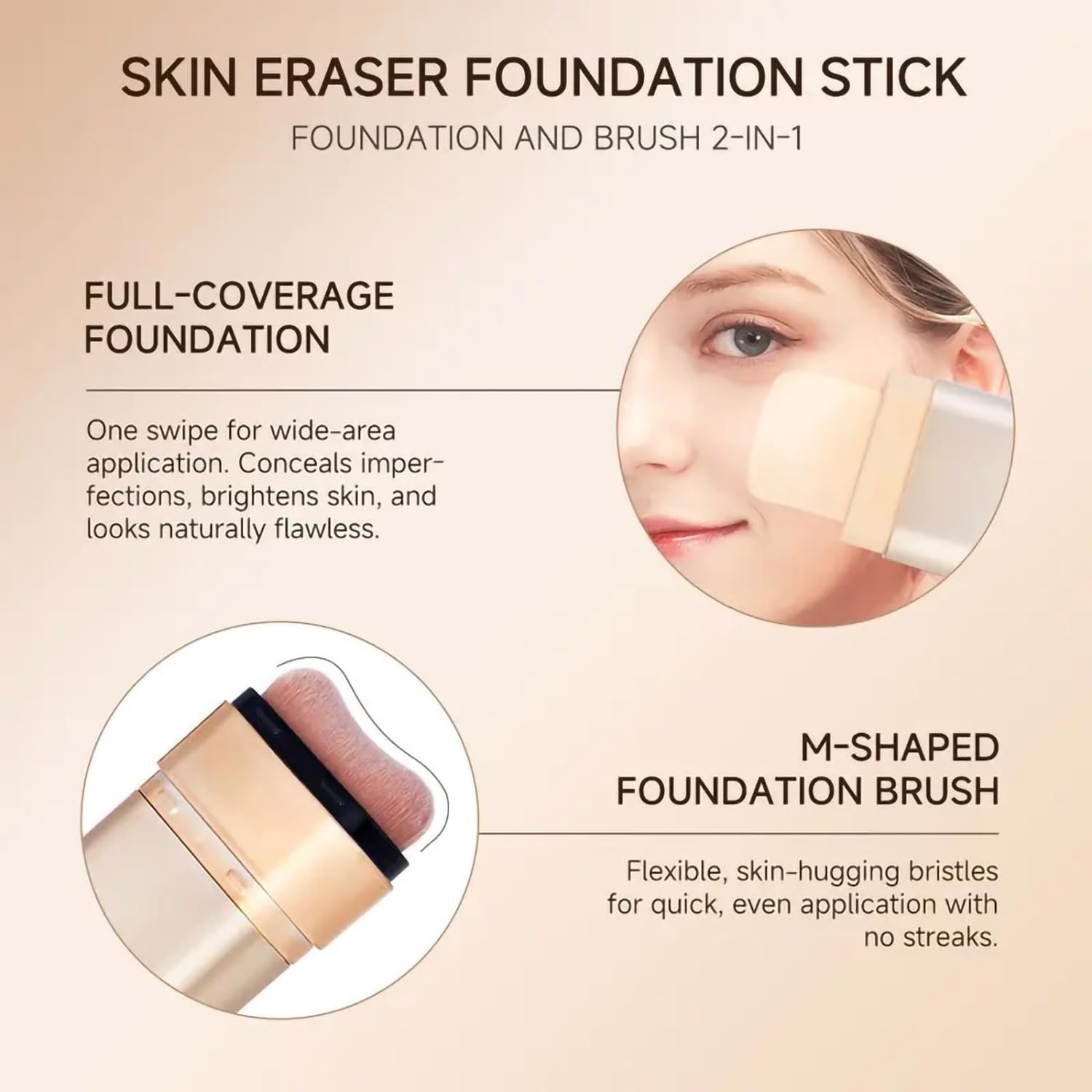 Luminous Dual-ended Concealer Foundation Stick, Korean Foundation Stick, 2-In-1 Contouring Foundation Full Coverage Cream Built-In, Flawless & Long-Lasting Dual-Ended Foundation Stick (#01) - Image 3