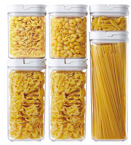 DRAGONN 6 Piece Airtight Food Storage Container Set, Keeps Food Fresh & Dry - Durable Plastic - BPA-Free, 6 Piece Set, DN-KW-FS06