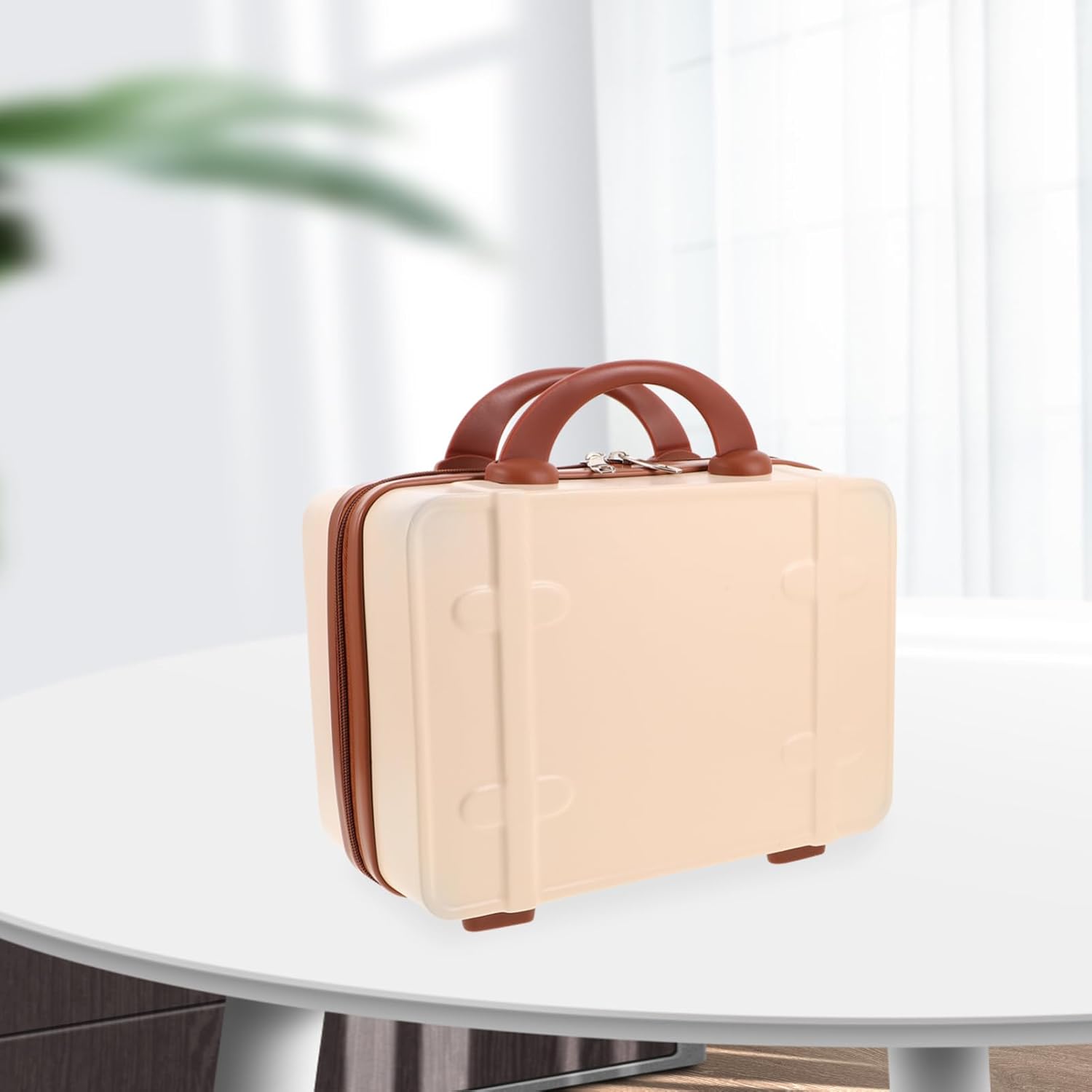 Vintage Makeup Box Compact Travel Makeup Case Professional Organizer Bag Sturdy Abs Construction Multi-compartment for Travel Everyday