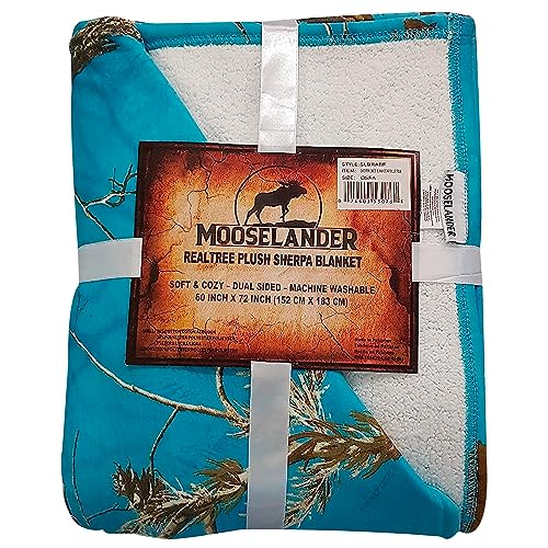 MOOSELANDER - Omkeerbare Sherpa Deken Realtree Prints. Queen/Large 72" x 60" (Realtree Blue)