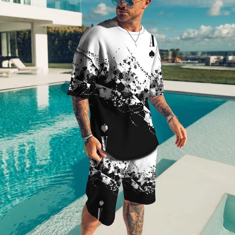 Men's Short Sets Outfits 2 Piece Summer Tracksuit Vacation Outfits Short Sleeve Shirt and Shorts Set Sport Sweatsuit - Image 2