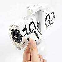 Vista 4 de mooas Flip Desk Clock (White), Retro Vintage Design Auto Flip Clock Desk Clock Table Clock Large Number Battery Powered Internal Gear Operated Home