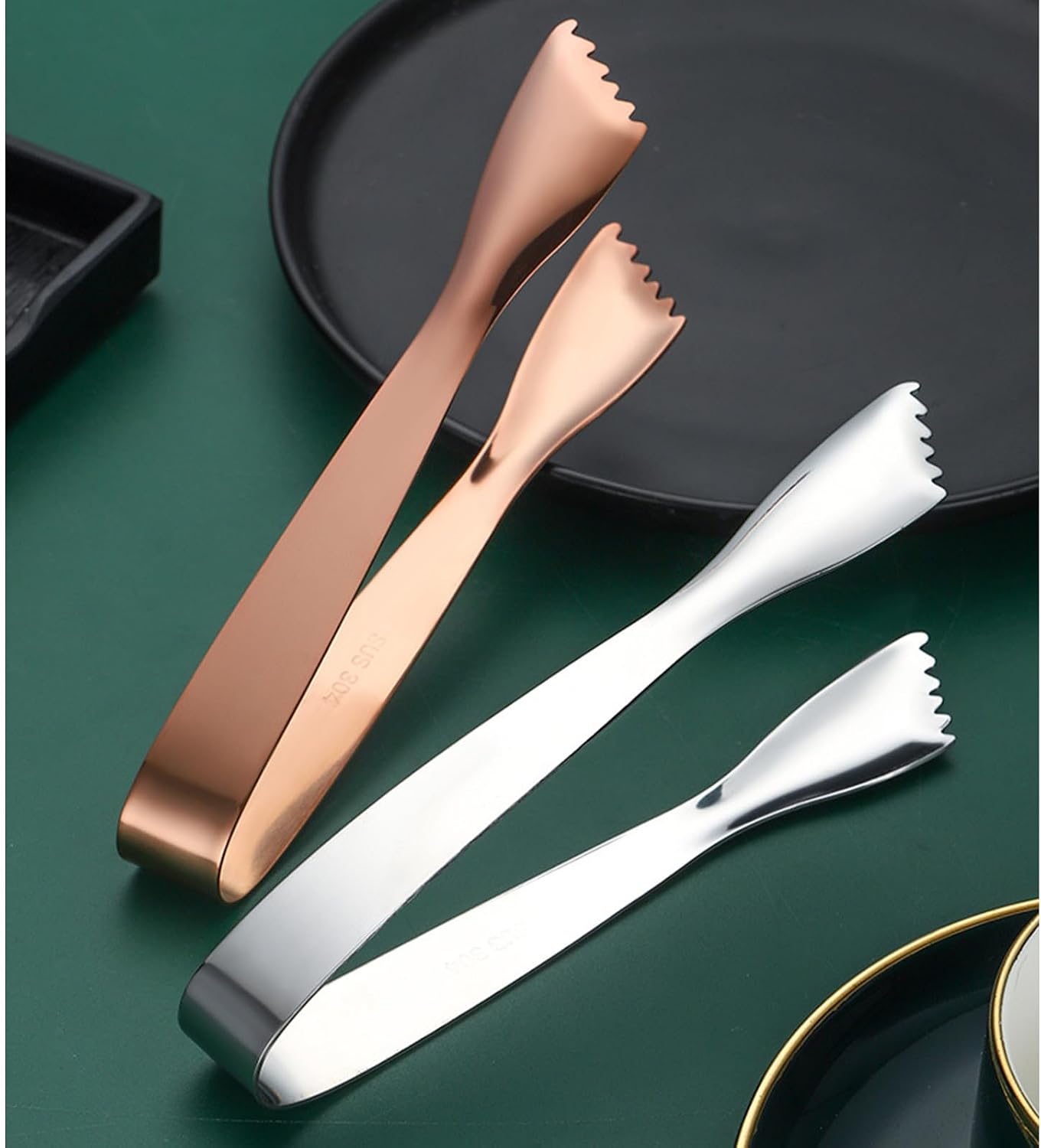 Practical Stainless Steel Tongs Ergonomic Grip Ice Cubes Clip Multipurpose Kitchen Tool for Fruits Pastries Cubes Tongs