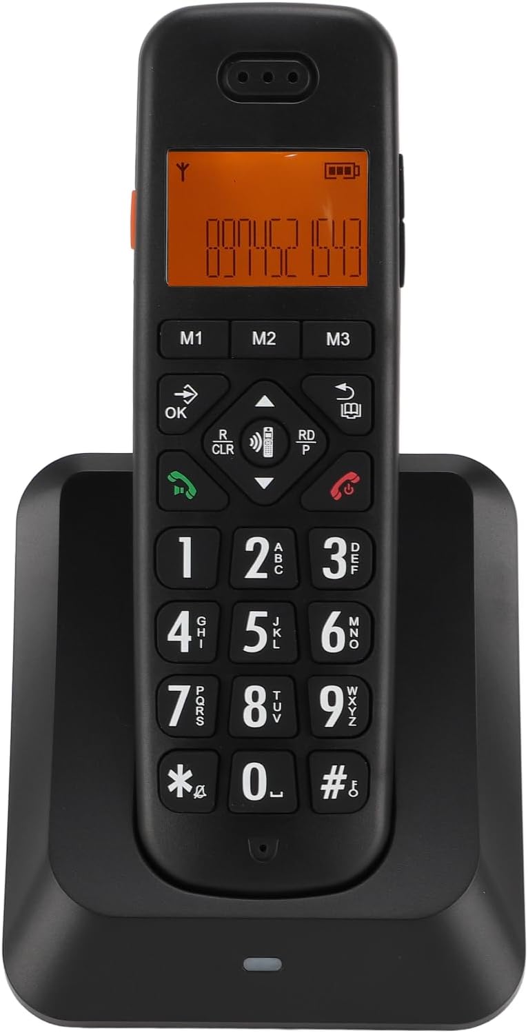 Cordless Phone, Cordless Home Phone with Caller ID Call Waiting Call Blocking Backlit Display Big Buttons Home Phone with Full Duplex Speakerphone for Home Office (US Plug)