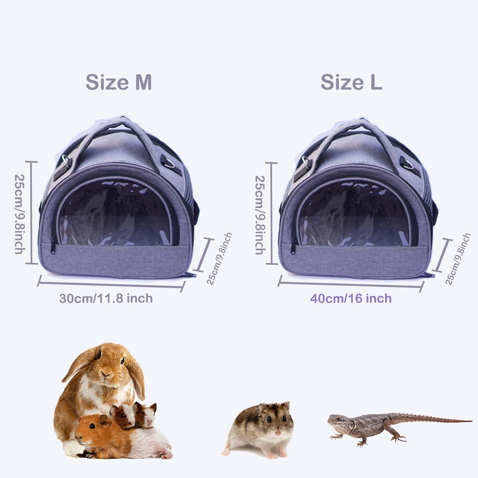 Guinea Pig Carrier, Small Pet Carriers for Rabbit Hamster Bird Bunny Bearded Dragon Kitty and Etc. Animal Bag with Stable Handle and Waterproof Pad, Easy Travel and Vet Visit-Large - Image 2
