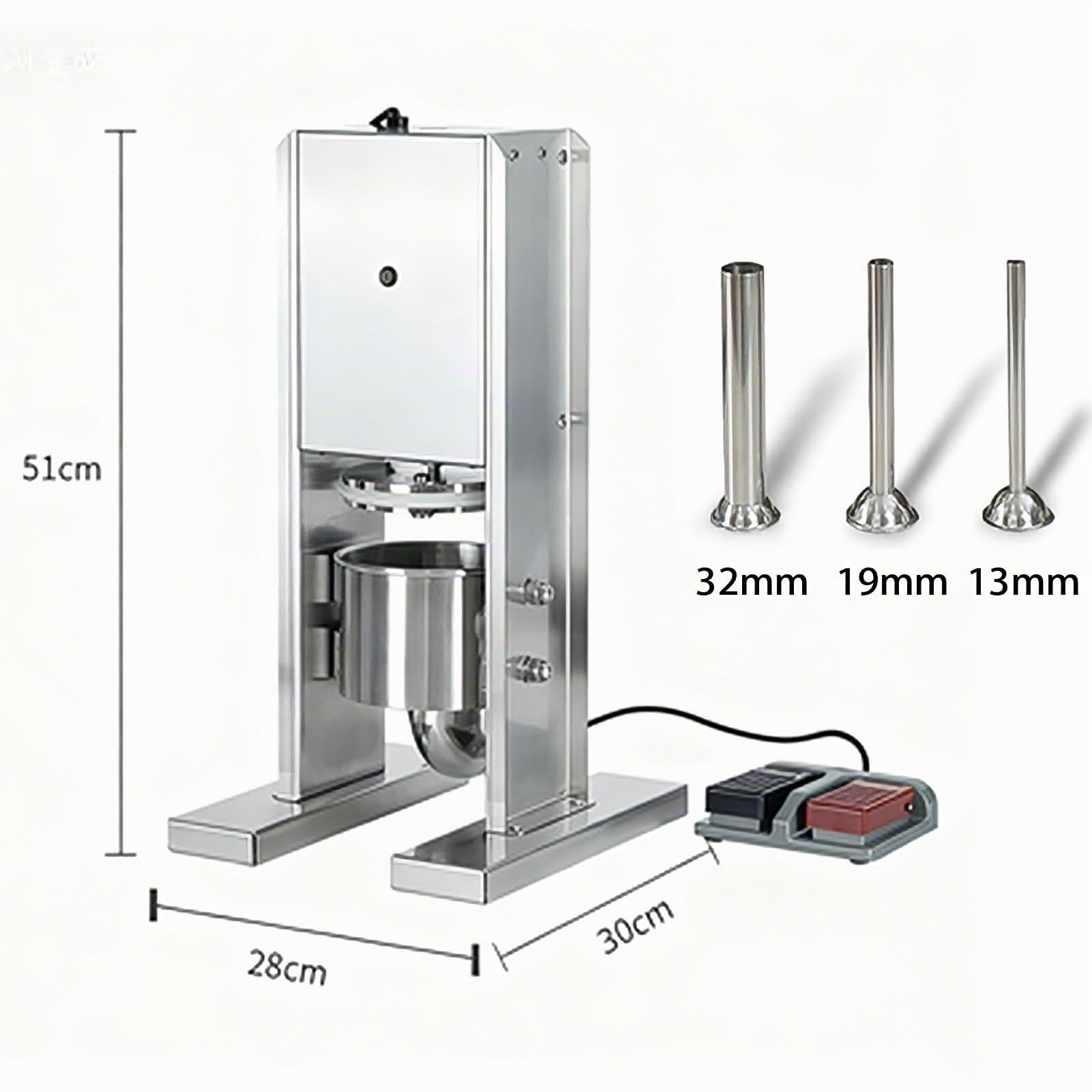 Maquina De Embutir Chorizos, Embutidora De Chorizos De Acero Inoxidable, Vertical Embutidora Electrica, Con 3 Tubos De Relleno, Capacidad De 2 L, Para Restaurante Hogar Cocina