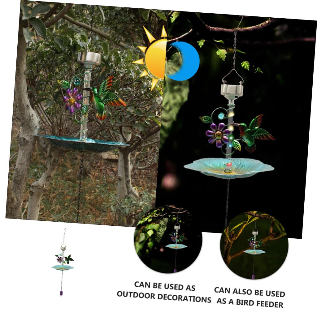 BESTonZON Solarvogelhäuschen mit Hängendes für Kanarienvögel Papageien und Kleine Kreative Gartendekoration und Futterspender für Garten