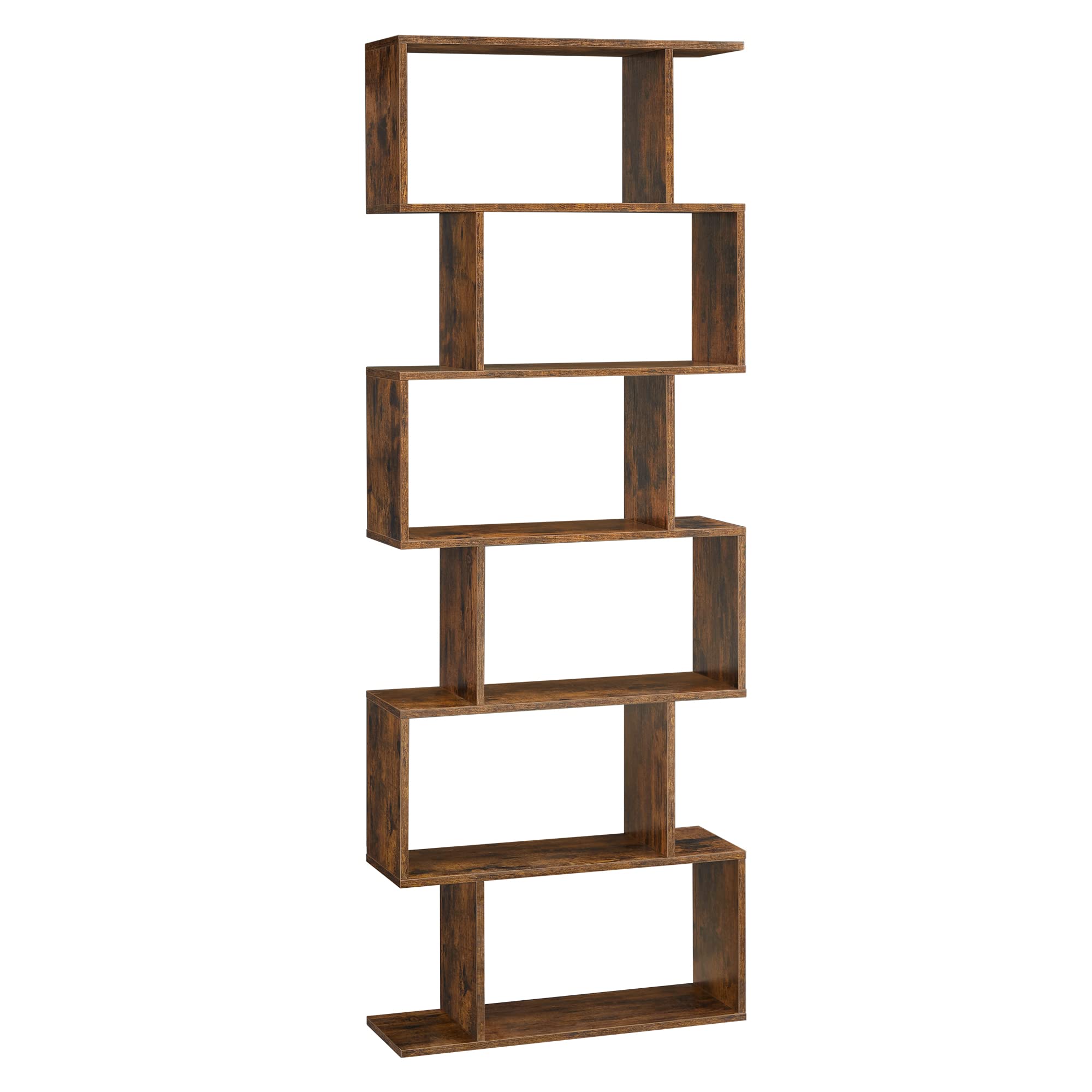VASAGLE Bookshelf, 6-Tier Bookcase, Tall Display Shelf, Freestanding Storage Shelf, Room Divider, for Home Office, Living Room, Bedroom, Study, Rustic Brown ULBC61BX