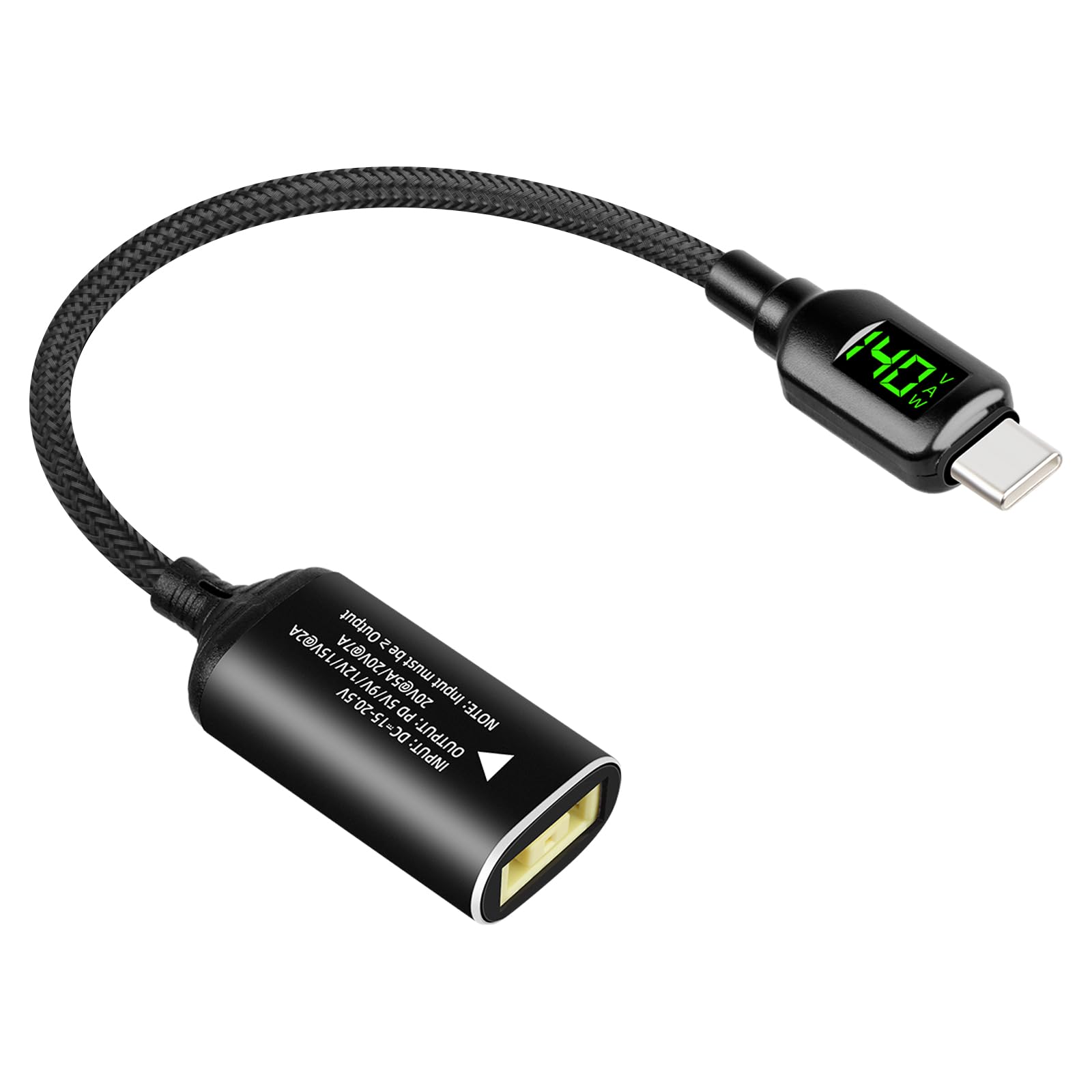 GELRHONR PD 140W DC Quadratischer auf USB C Laptops DC Ladegerät Adapter 20V/5A mit LED Anzeige,Quadratischer Anschluss Buchse Eingang auf USB Typ C Stecker PD Ladeadapterkabel 20CM