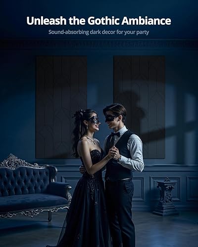 Miniatura 5 de Paneles de pared acústicos góticos negros para despegar y pegar, azulejos autoadhesivos que absorben el sonido para estudio, paredes, dormitorio,