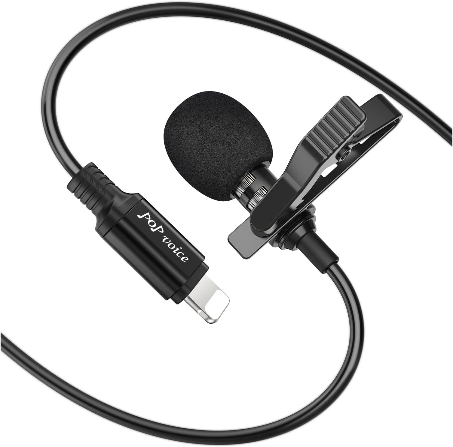 PoP voice Microphone for iPhone Professional Lavalier Lapel Omnidirectional Microphone for iPad, iPod,Wired Condenser Mic for iPhone Video Recording, YouTube, Interview, Podcast,Vlogging(19.6 Feet)