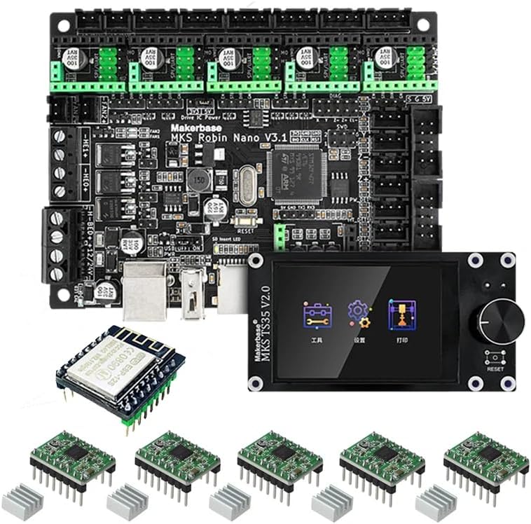 MAKERBASE Motherboard MKS Robin Nano V3 Control Board 3D Printer 32 Bit Controller Kit TS35 Touch Screen Display Robin Nano V1.2 (Package*10)