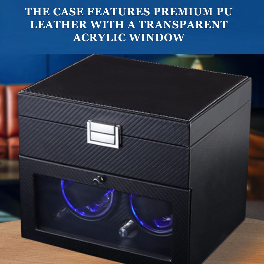 Scatola del Tempo per Orologi, Carica Orologi Automatici Caricatore Orologio Automatico Mantenitore Carica Orologi Carbon Fiber Black