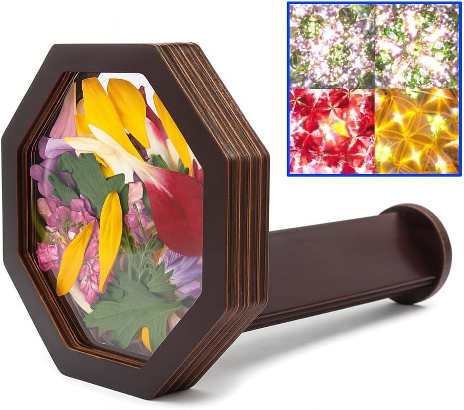 Personalized Natural Wood DIY Kaleidoscope for Kids, Magic Outdoor Educational Fillable Wooden Rotating Eco-Friendly Classic Kit, Best Gifts for Nature Lovers (Classic)