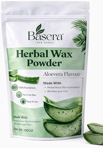BASERA Herbal Wax Powder Aloe Vera Flavour | Natural Hair Removal Wax Powder for Women &amp; Men | Bikini Smooth Skin Finish |...