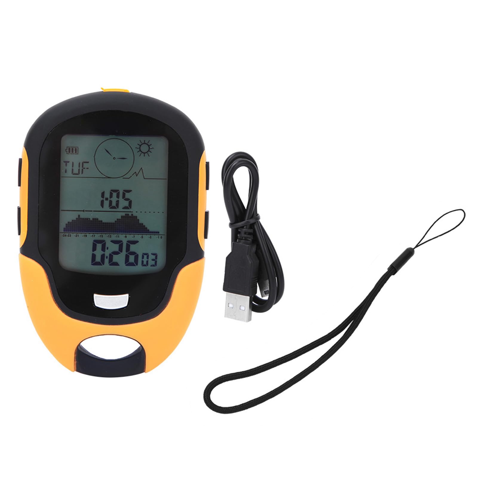 BuyWeek Altimetro, barometro multifunzione con bussola, termometro, igrometro, previsioni meteo, orologio, data, torcia a LED, sveglia, impermeabile IPX4