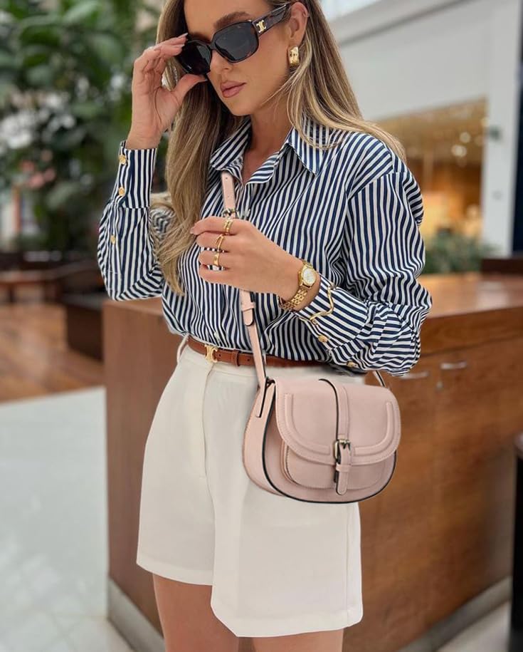 Image of AFKOMST Crossbody Bags for Women,Small Saddle Purse and Boho Cross Body Handbags,Vegan Leather