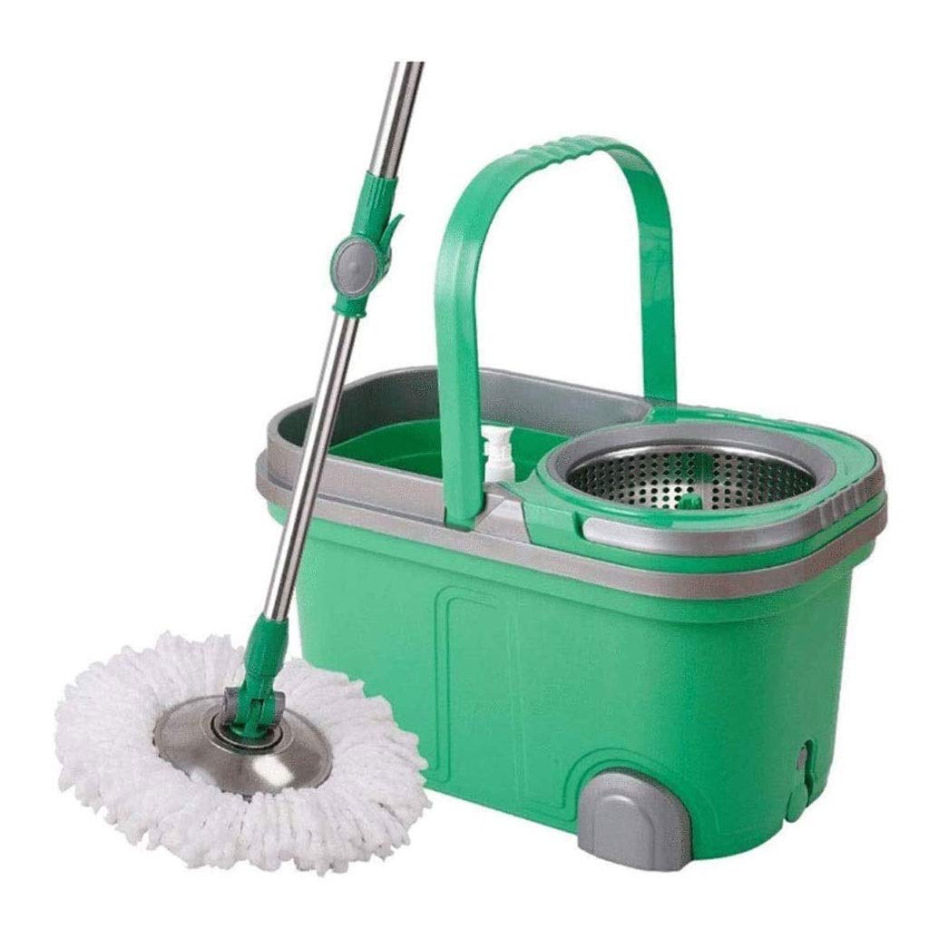 Vadrouille rotative double entraînement avec baril en acier inoxydable pour sol sec et humide