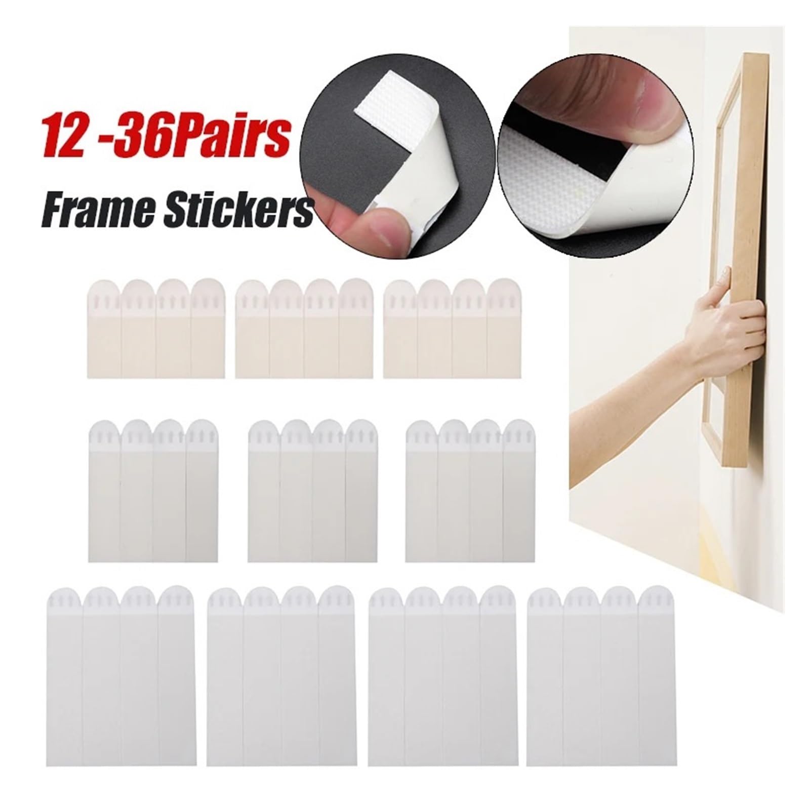 Tiras adhesivas para colgar cuadros, Tiras for colgar cuadros, cinta adhesiva for pared, gancho, pegatinas DIY, varios tamaños y pares(46X16mm 60 Pairs)