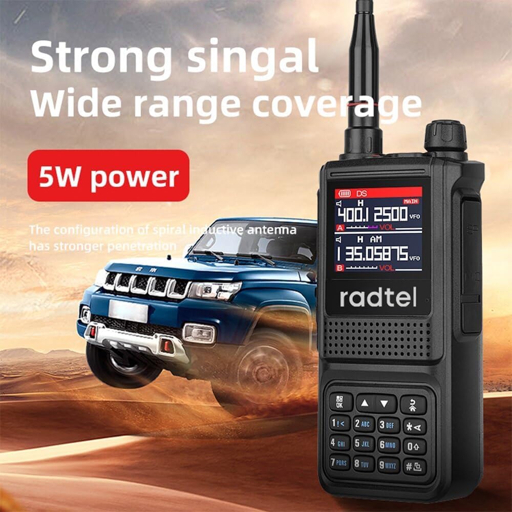 Radtel RT-470L 5W 6 Band Two-Way Amateur Radio 256CH Air Band Walkie Talkie NOAA LCD Colour Police Aviation Scanner