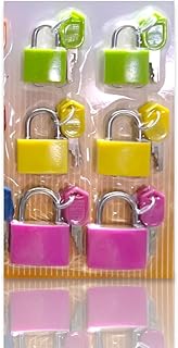 Suitcase Locks with Keys, Multicolor Metal Padlocks, Small Padlocks for Gym Locker, Storage Bins, Classroom Matching Game and More Choose the Right Number and Color (6pcs 3 Sizes 3 Colors 1, 6)