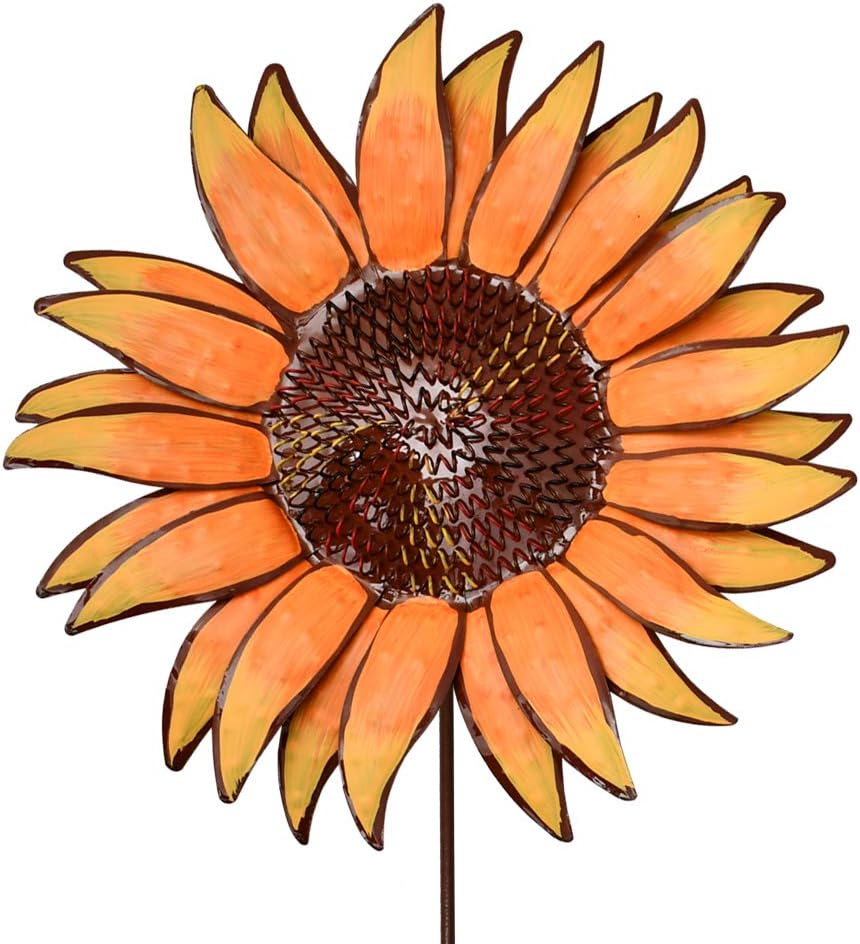 Metal Sunflower Garden Stakes Flower Yard Art Planter Stake Party Lawn Pathway Walkway Patio Decor Yard Sign Indoor Outdoor Decoration (36"+36")
