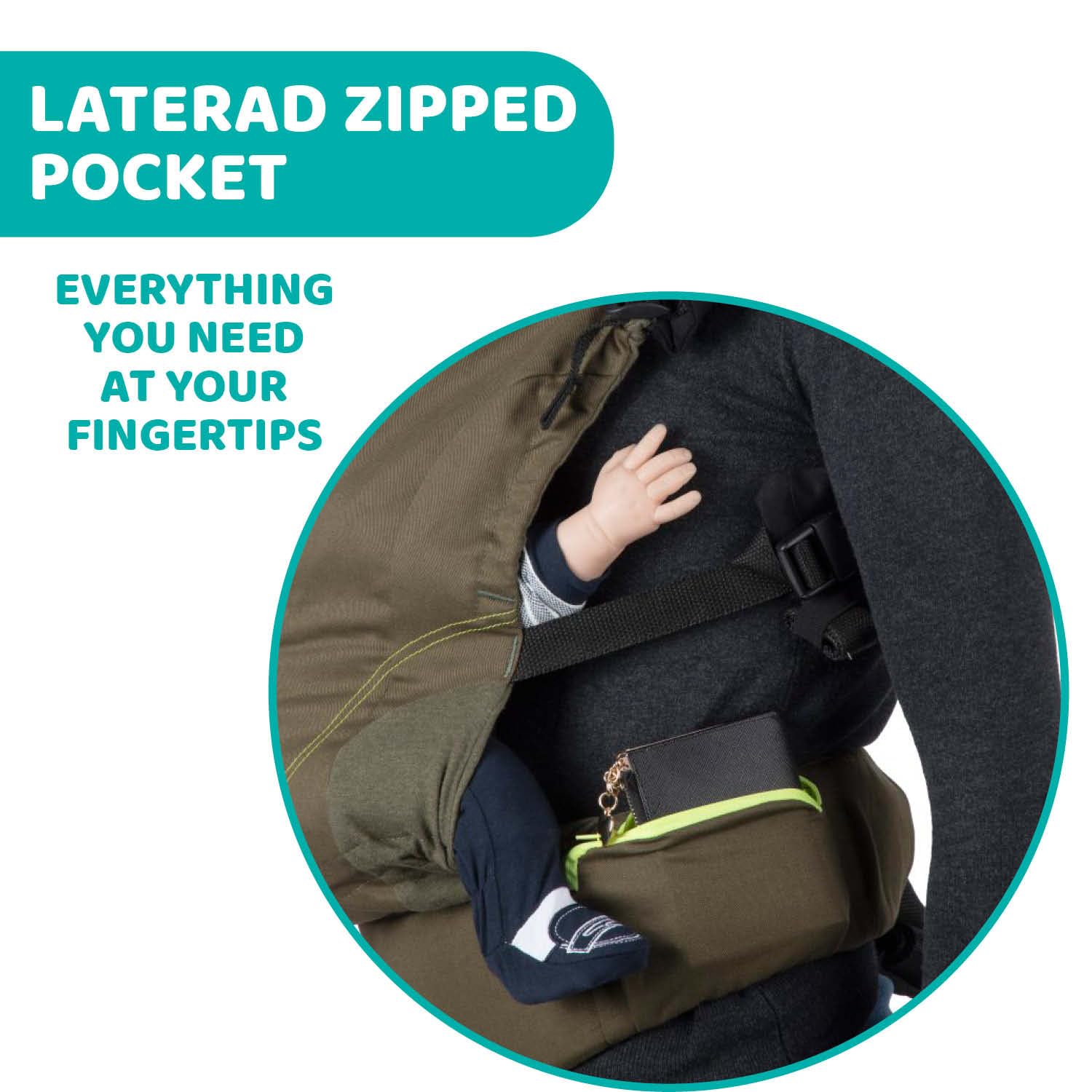Chicco Myamaki Fit Porte-Bébé Physiologique et Multi-Position, Soutien du Dos et de la Nuque - de la Naissance à 15 kg - Leaf