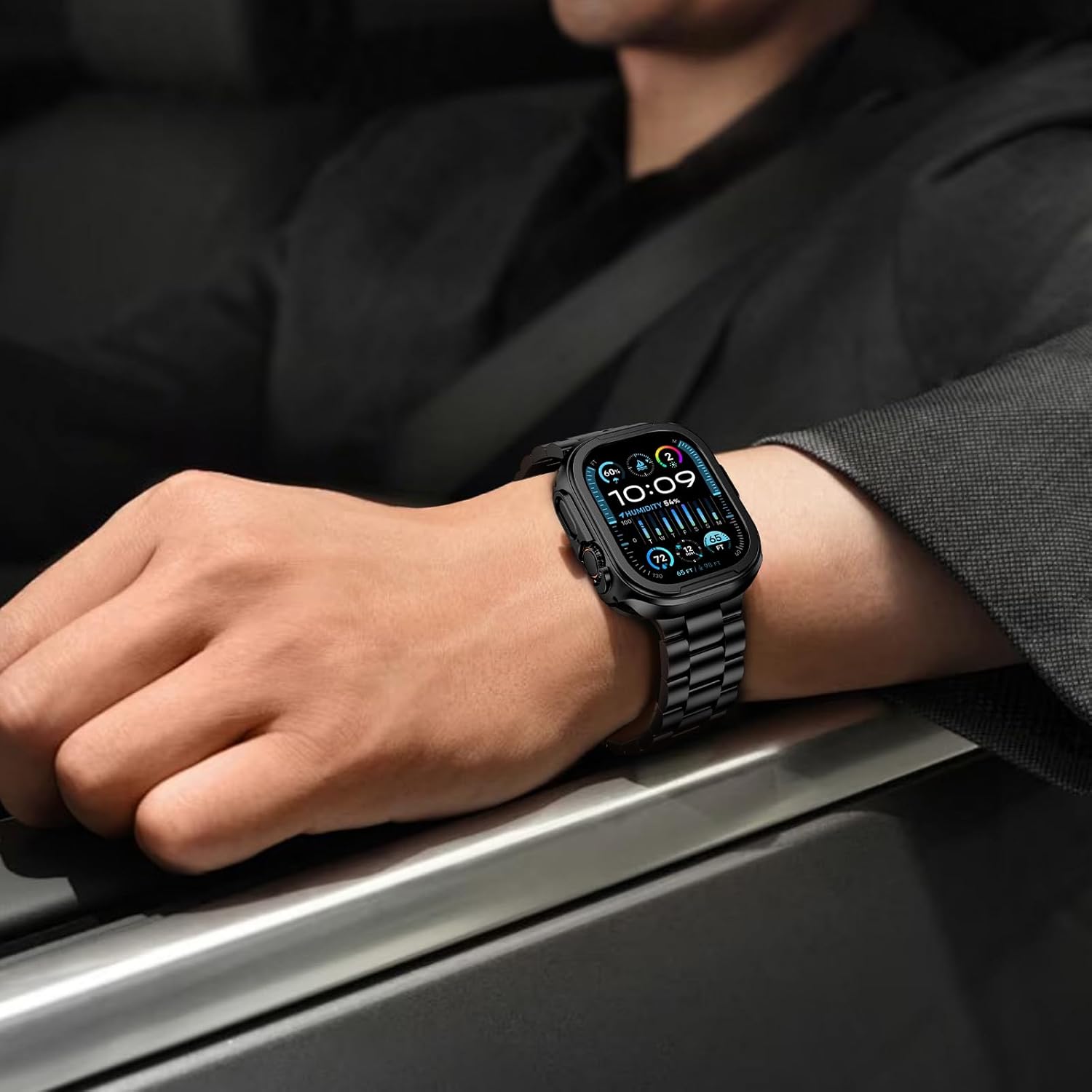 2 in 1 Upgrade Metal Case Compatible with Apple Watch Ultra 3/2/1 49mm with Back Cover, Rugged Bumper Protective Cover for iWatch Ultra 49mm (Black) - Image 7