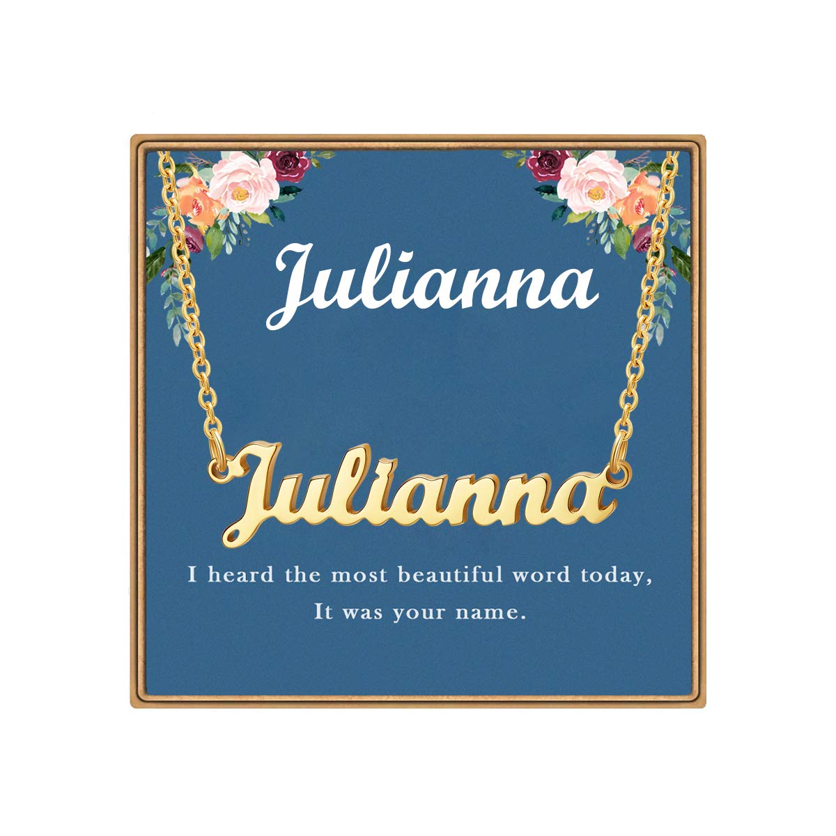 LdurianCustom Name Necklace, Personalized Name Plate Pendant Necklace Pre Gifts, Charm Pre-made Jewelry for Mom Mama Birthday Anniversary