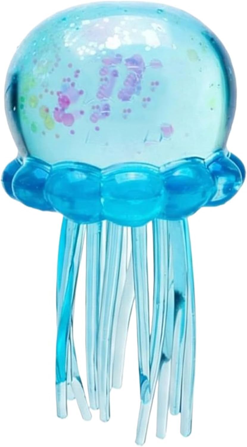 Jellyfish Squishy, Jellyfish Design Squeeze Stress Ball, Drop Malt Sugar Balls for Anxiety Stress (Blue)