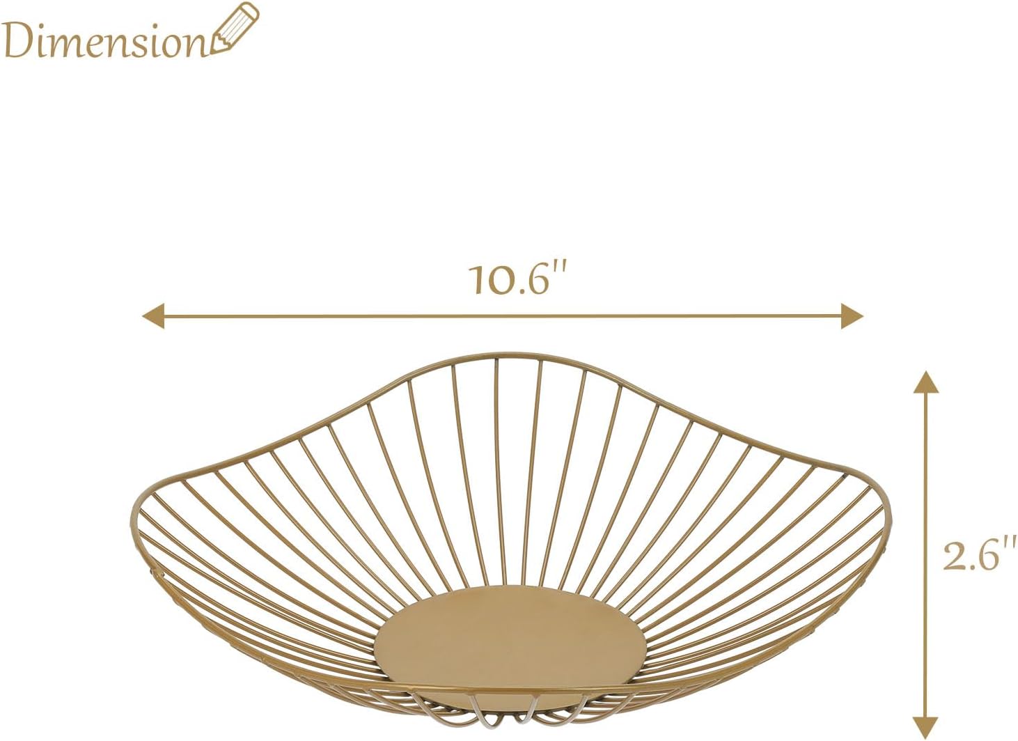 IBWell Antique Curved Edge Fruit Basket for Kitchen Gold Wire Basket Fruit Bowl for Home Decor Metal Wire Fruit Holder for Fruit Vegetable Snacks - Image 2