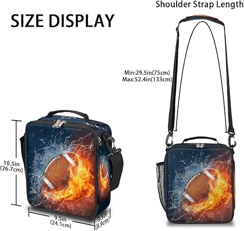 Miniatura 3 de American Football - Lonchera con aislamiento de fútbol americano para niños y niñas, reutilizable, bolsa cálida para la escuela, el trabajo, la