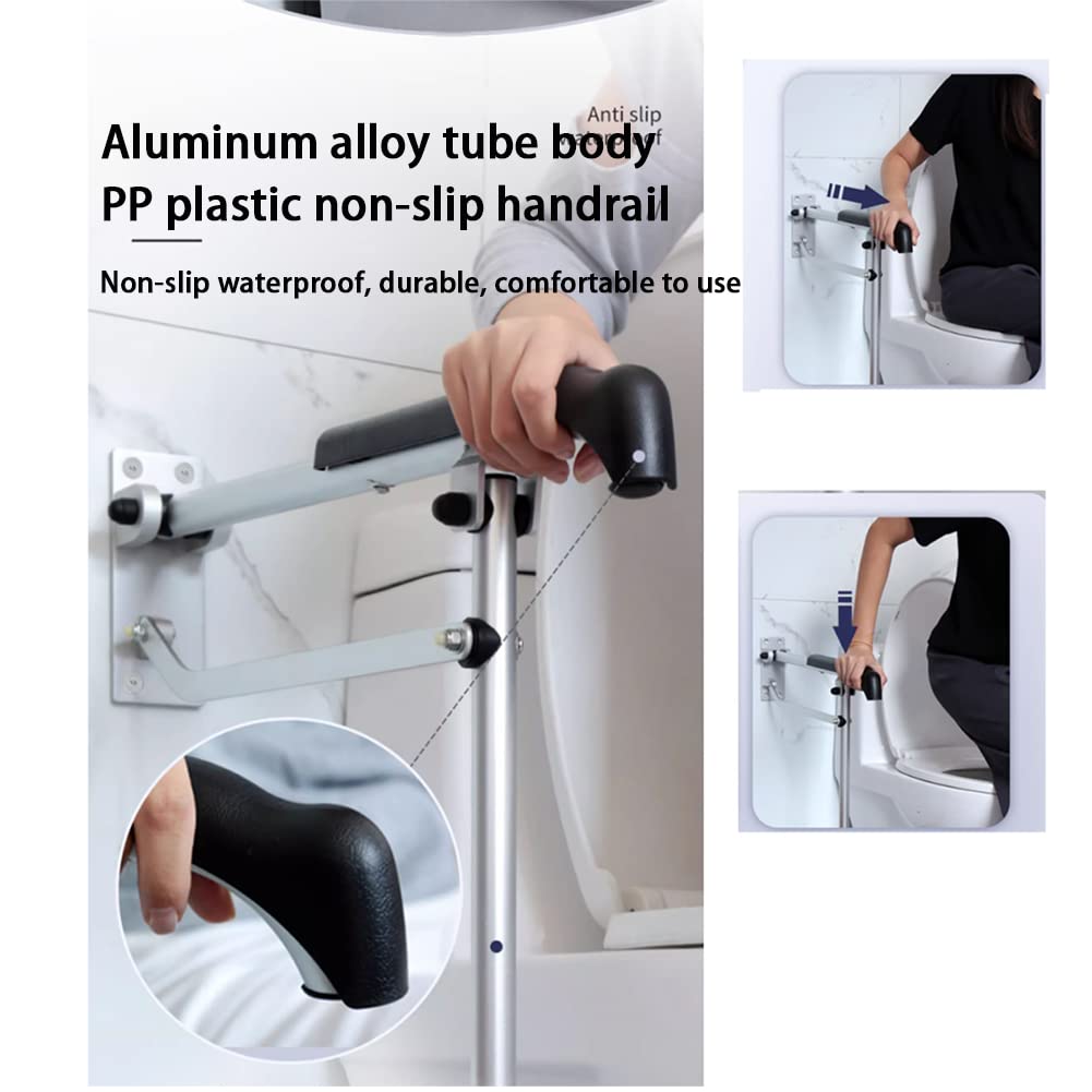 1× Maniglione Corrimano accessibile per Toilette Maniglia per Servizi igienici pubblici Anziani disabili Maniglioni per Bagno Staffe di Assistenza Pieghevole 60mm Regolabile in Altezza 65-75cm
