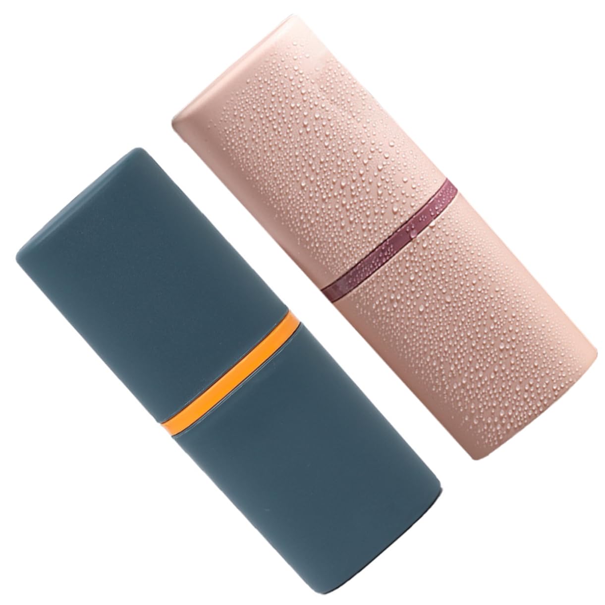 TOVINANNA 2Pcs Portable Toothbrush Storage Case Fine Workmanship Travel Washing Cup Compact Design for Home Travel Use Dark Blue Pink