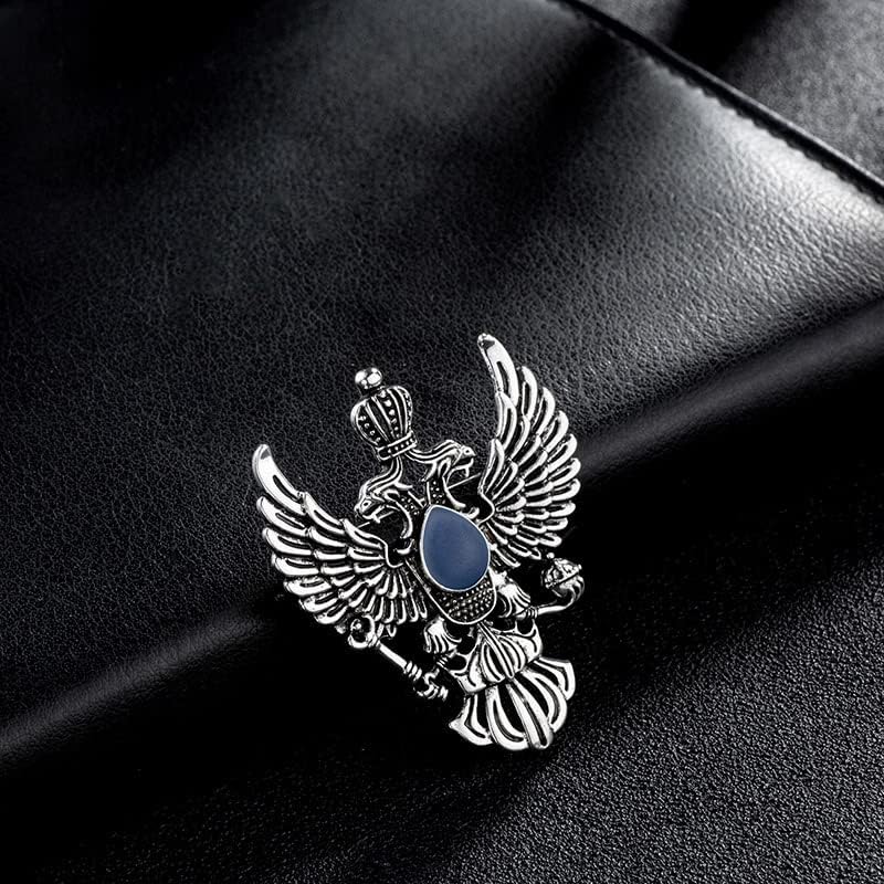 Ximimark 2 Pcs Retro Wing Metal Pins and Brooches Vintage Double-headed Eagle Badge Brooch Crown Suit Lapel Pin image 5